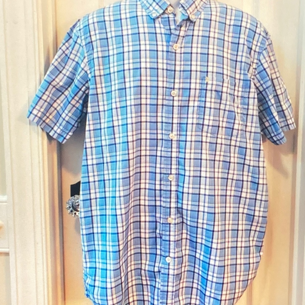 Classic Blue Checkered Men's Button-Down Shirt